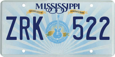 MS license plate ZRK522