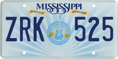 MS license plate ZRK525