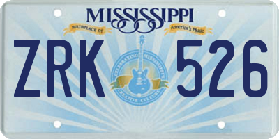 MS license plate ZRK526