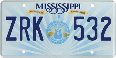 MS license plate ZRK532