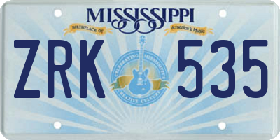 MS license plate ZRK535