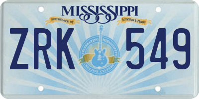 MS license plate ZRK549