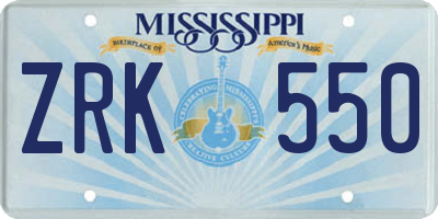 MS license plate ZRK550