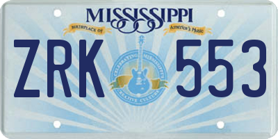 MS license plate ZRK553