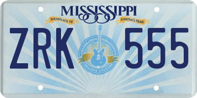 MS license plate ZRK555