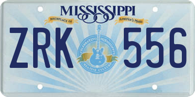 MS license plate ZRK556