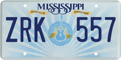 MS license plate ZRK557