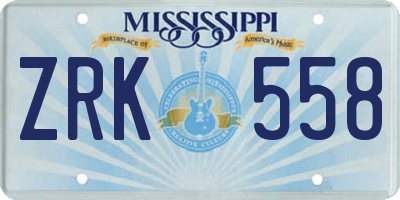 MS license plate ZRK558