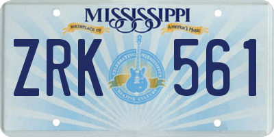 MS license plate ZRK561