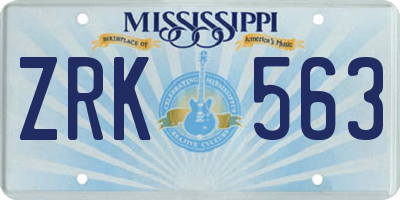 MS license plate ZRK563