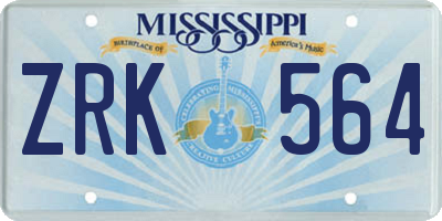MS license plate ZRK564