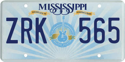 MS license plate ZRK565