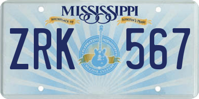 MS license plate ZRK567