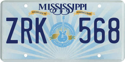 MS license plate ZRK568