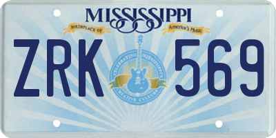 MS license plate ZRK569
