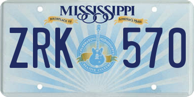 MS license plate ZRK570