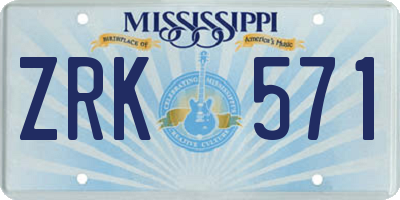 MS license plate ZRK571