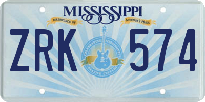 MS license plate ZRK574