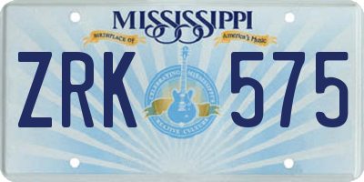 MS license plate ZRK575