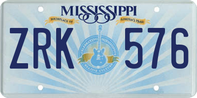 MS license plate ZRK576