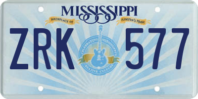 MS license plate ZRK577