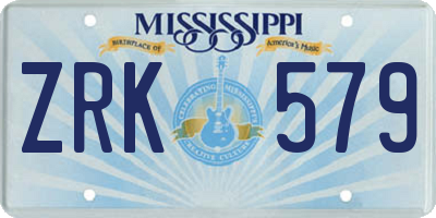 MS license plate ZRK579