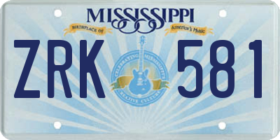 MS license plate ZRK581