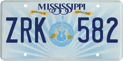 MS license plate ZRK582