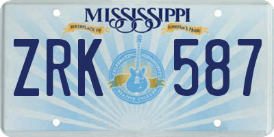 MS license plate ZRK587