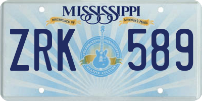 MS license plate ZRK589