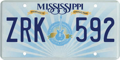 MS license plate ZRK592