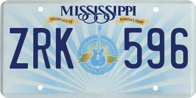MS license plate ZRK596