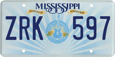 MS license plate ZRK597