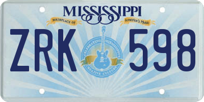 MS license plate ZRK598