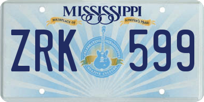 MS license plate ZRK599