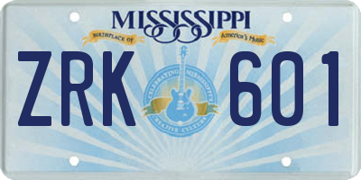 MS license plate ZRK601