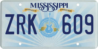 MS license plate ZRK609