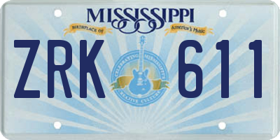 MS license plate ZRK611