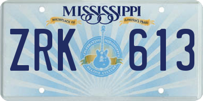 MS license plate ZRK613