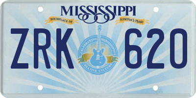 MS license plate ZRK620