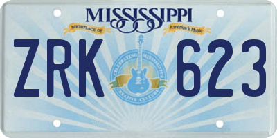 MS license plate ZRK623