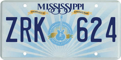 MS license plate ZRK624