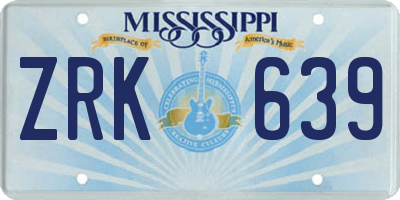 MS license plate ZRK639