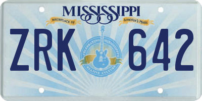 MS license plate ZRK642