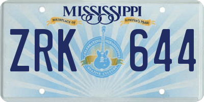 MS license plate ZRK644