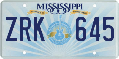 MS license plate ZRK645