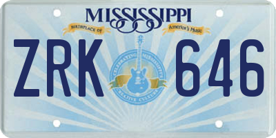 MS license plate ZRK646