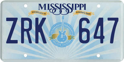 MS license plate ZRK647