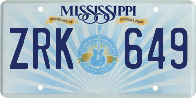 MS license plate ZRK649