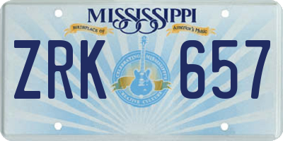 MS license plate ZRK657